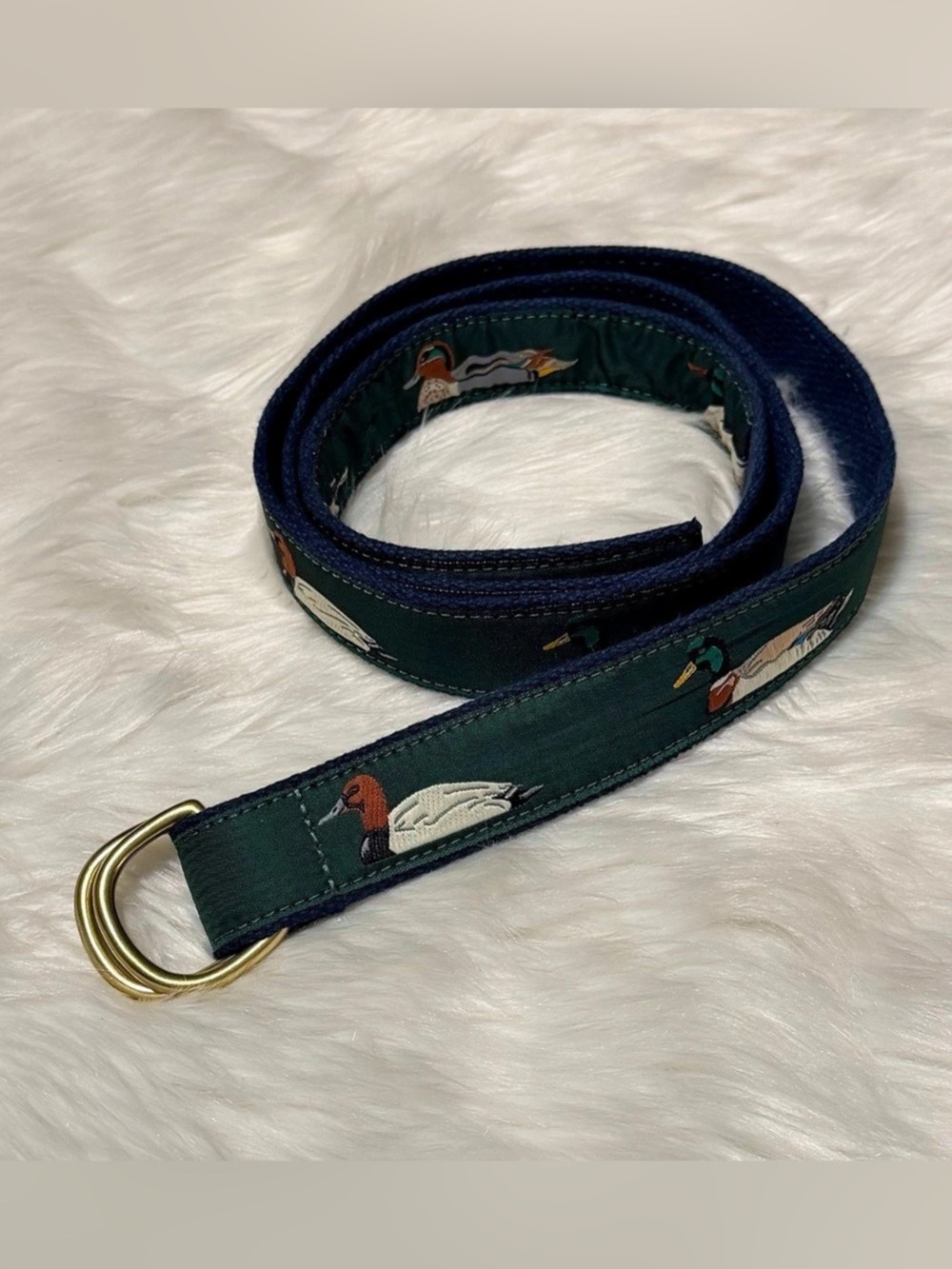 Leather Man Embroidered Duck Belt Green XXL Like New